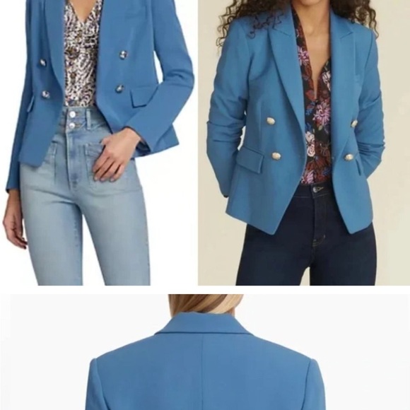 NWT Veronica Beard Gail Dickey Double Breasted Crepe Blazer Lagoon Blue Size 4 - Picture 3 of 10